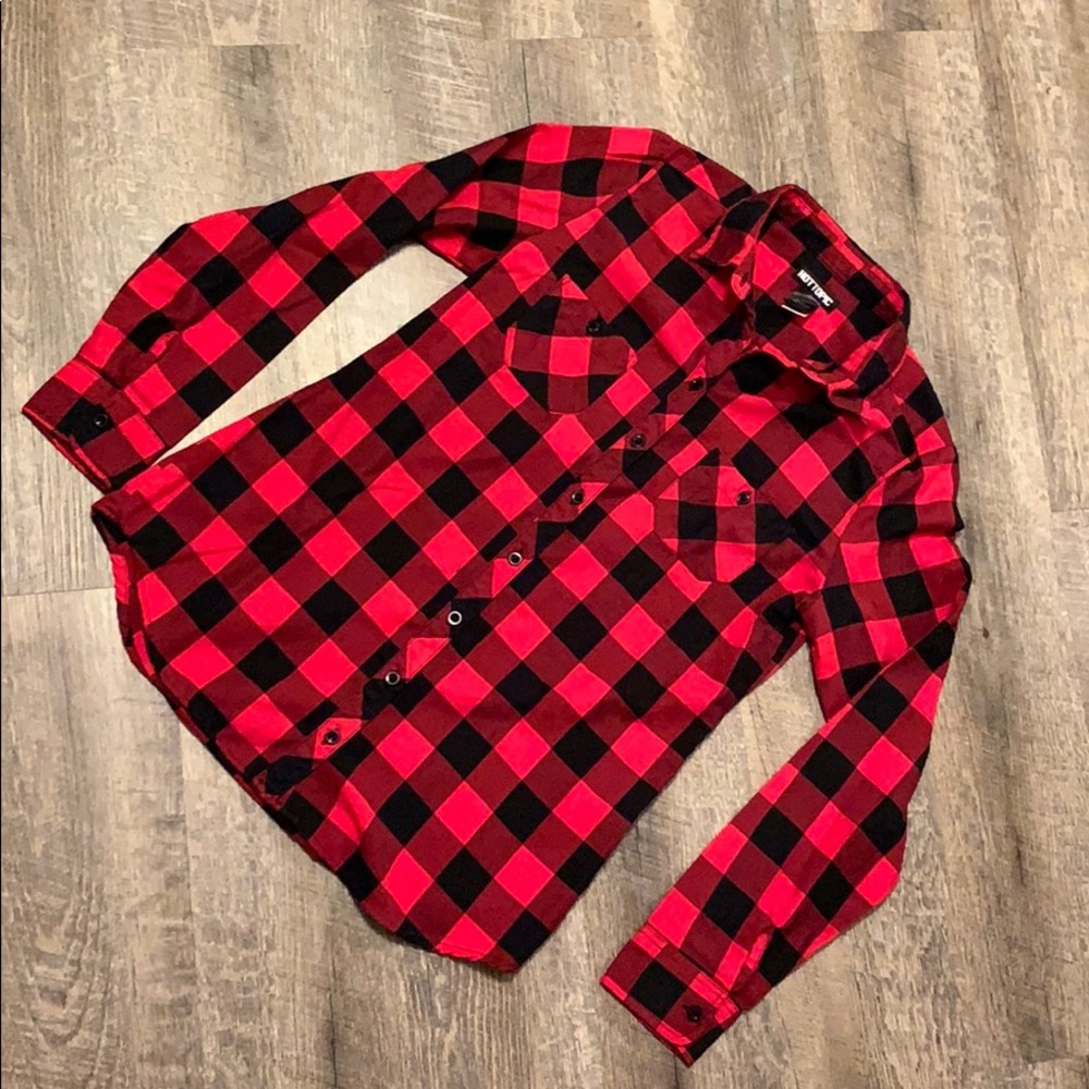Hot topic red and black top
